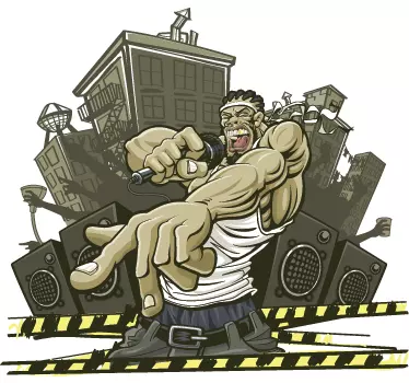 Urban Rapper Graffiti Wall Sticker - TenStickers