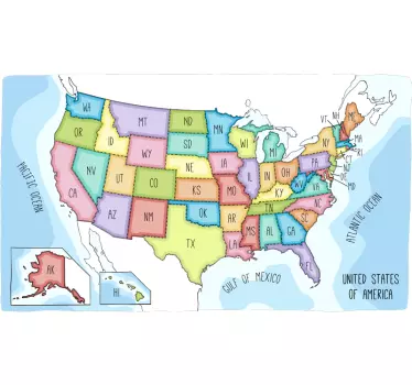 USA States Kids Sticker - TenStickers