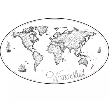 Wanderlust World Map Sticker - TenStickers