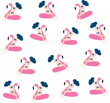 Woman and Flamingo Home Wall Sticker - TenStickers
