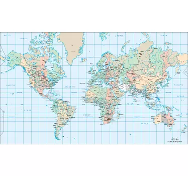World Map Time Zones Wall Sticker - TenStickers