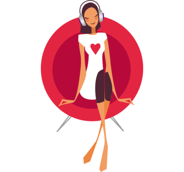 Young Lady in Red Sofa Decorative Sticker - TenStickers