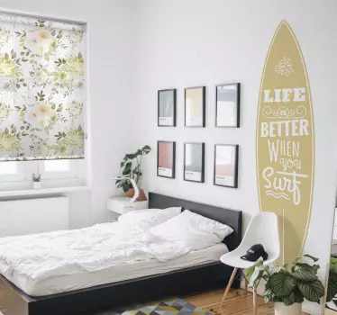 Surfboard with Text Sticker - TenStickers