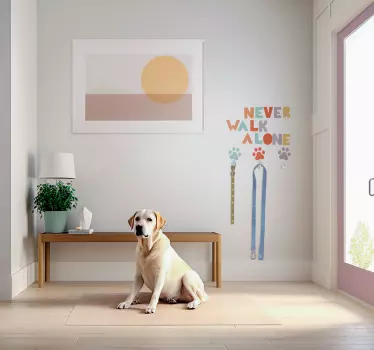 Never walk alone dog leash wall sticker - TenStickers