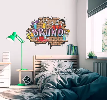 graffiti on brick wall urban decal - TenStickers