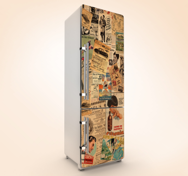 Vintage newspaper ad collage fridge sticker - TenStickers