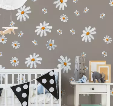 70's daisy pattern sheet flower wall decor - TenStickers