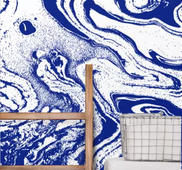 Abstract blue pattern wall decal for bathroom - TenStickers