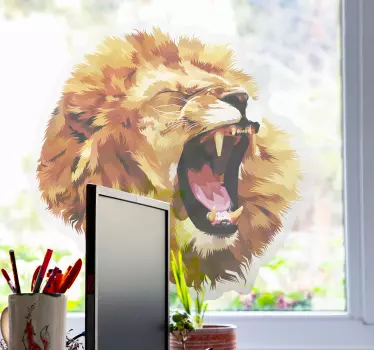 Angry lion head window decal - TenStickers