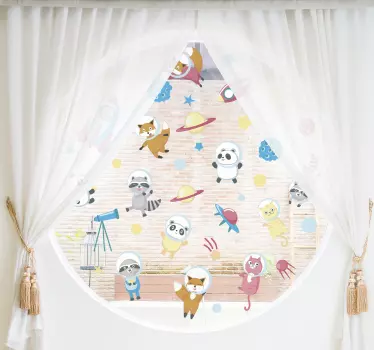 Animals in space window decal - TenStickers