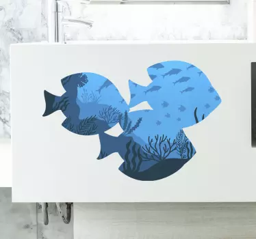 Aquarium fish bathroom wall decal - TenStickers