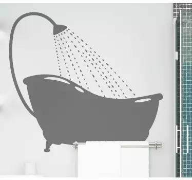 Bath with shower silhouette bathroom sticker - TenStickers