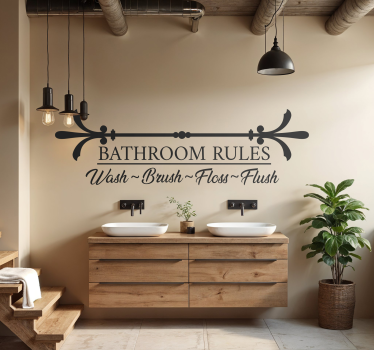 bathroom rules text wall decal - TenStickers