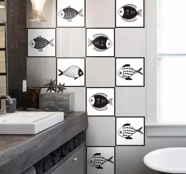 Beautiful fish pattern tile transfer decal - TenStickers