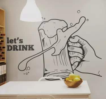 Beer lets drink wall decal - TenStickers