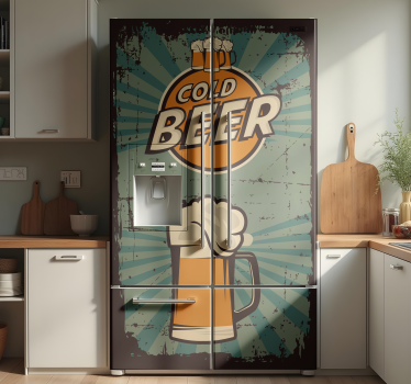Texured beer mugs fridge sticker - TenStickers