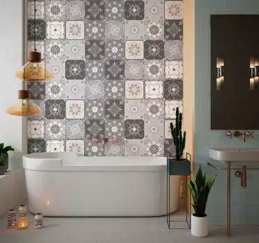 Beige ornaments floral wall tile sticker - TenStickers