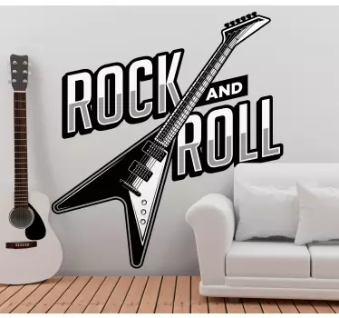 Black and white design rock n roll sticker - TenStickers