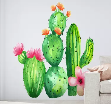 Blooming big cactus flower wall decal - TenStickers