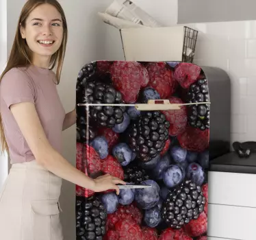 Blue berries fridge wrap - TenStickers