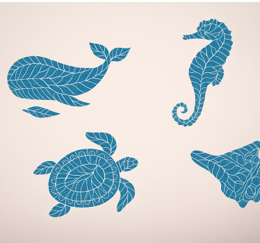 Blue mosaic effect undersea wall decal for bathroom - TenStickers