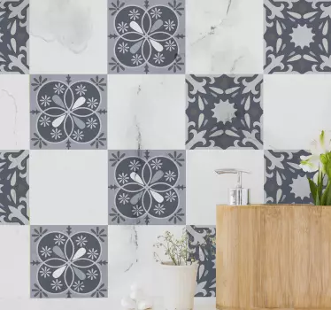 Blue original flower tile transfer decal - TenStickers