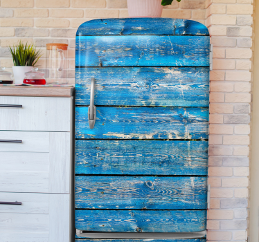 Blue wooden texture  fridge wrap decal - TenStickers