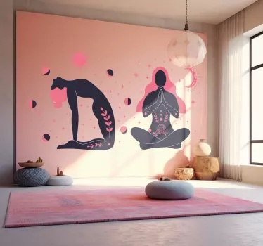Boho yoga postures design vinyl wall decal - TenStickers