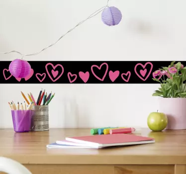 Border of hearts border sticker - TenStickers