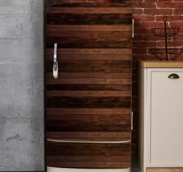 Brown horizontal planks fridge decals - TenStickers