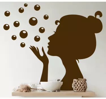 Bubbles and Silhouette wall decal for bathroom - TenStickers