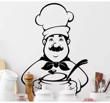 Chef black and white design kitchen decal - TenStickers