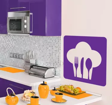Chef Hat & Utensils Logo Sticker - TenStickers