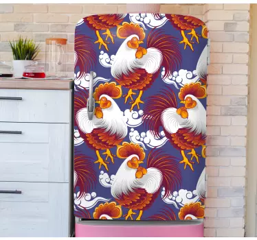Chickens pattern Chinese  fridge decals - TenStickers