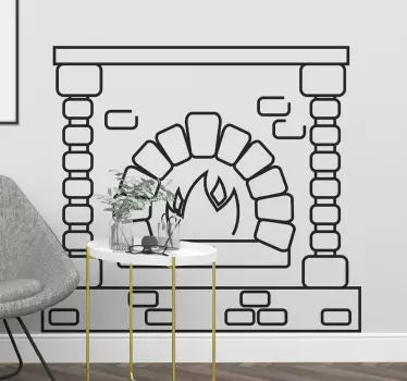Classic drawn fireplace wall sticker - TenStickers
