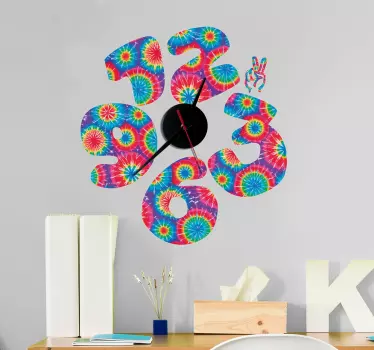 Clock tie dye sticker clock - TenStickers