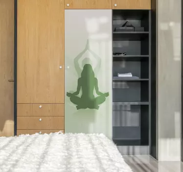 Closet door with yoga furniture decal - TenStickers