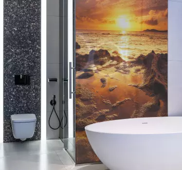 Cloudy sunset landscape shower screen vinyl sticker - TenStickers