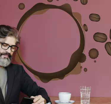 coffee splash round shape drink wall sticker - TenStickers