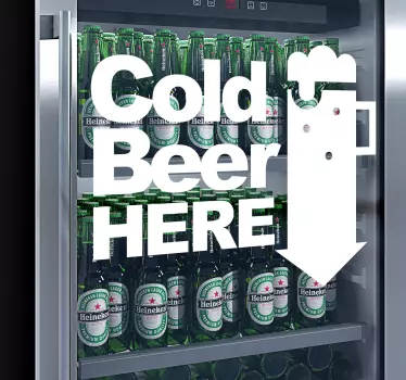 Cold beer here fridge decal - TenStickers