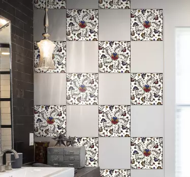colorful horezu ornament  tile transfer decal - TenStickers