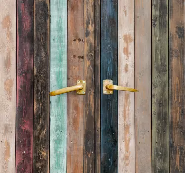 Colorful painted vertical planks glass door decal - TenStickers