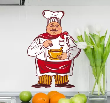 Cook Illustration Wall Sticker - TenStickers