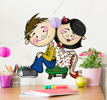 Couple Sitting Down Sticker - TenStickers