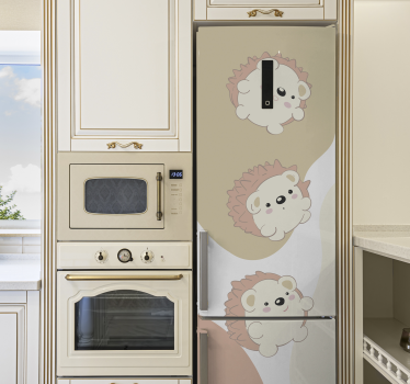 Cuddly Hedgehogs refrigerator vinyl wrap - TenStickers
