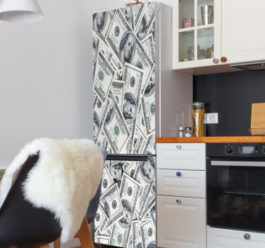 Currency motif fridge sticker - TenStickers