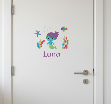 Custom sticker mermaid door decor - TenStickers