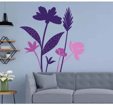 Cute purple flowers Wall art stickers For living room - TenStickers