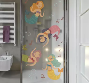 Dancing mermaids shower sticker - TenStickers
