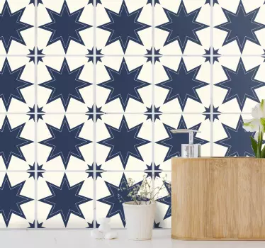 Dark blue and white big star tile transfer - TenStickers